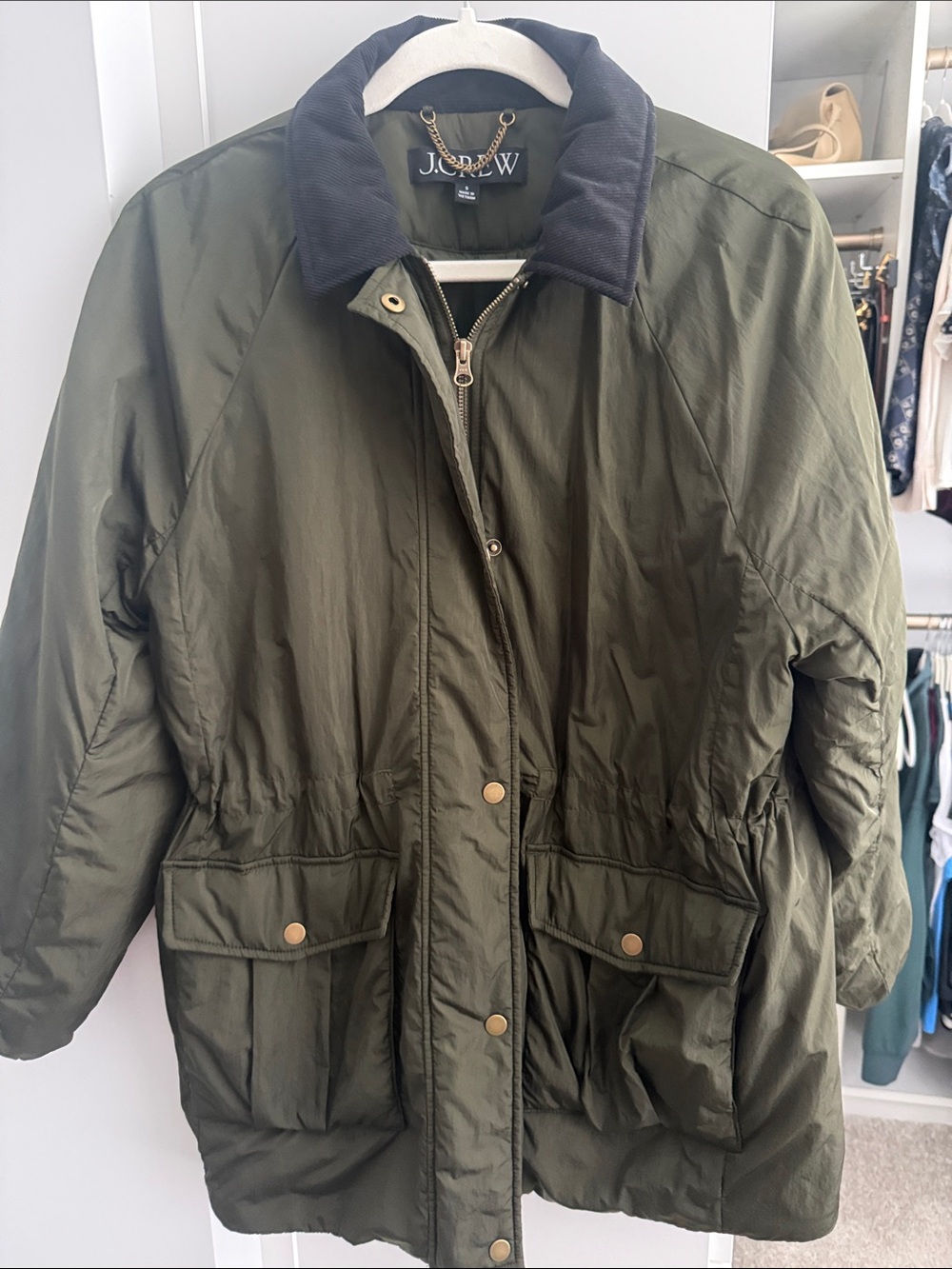J.Crew Women's Olive Green Puffer Barn Jacket